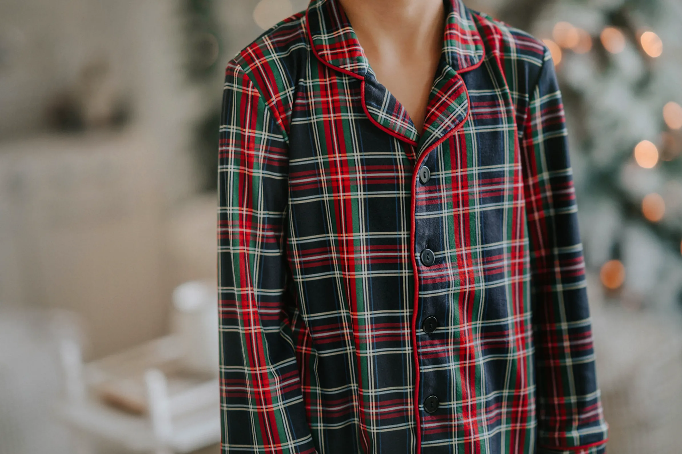 Unisex Pj's in Black Plaid