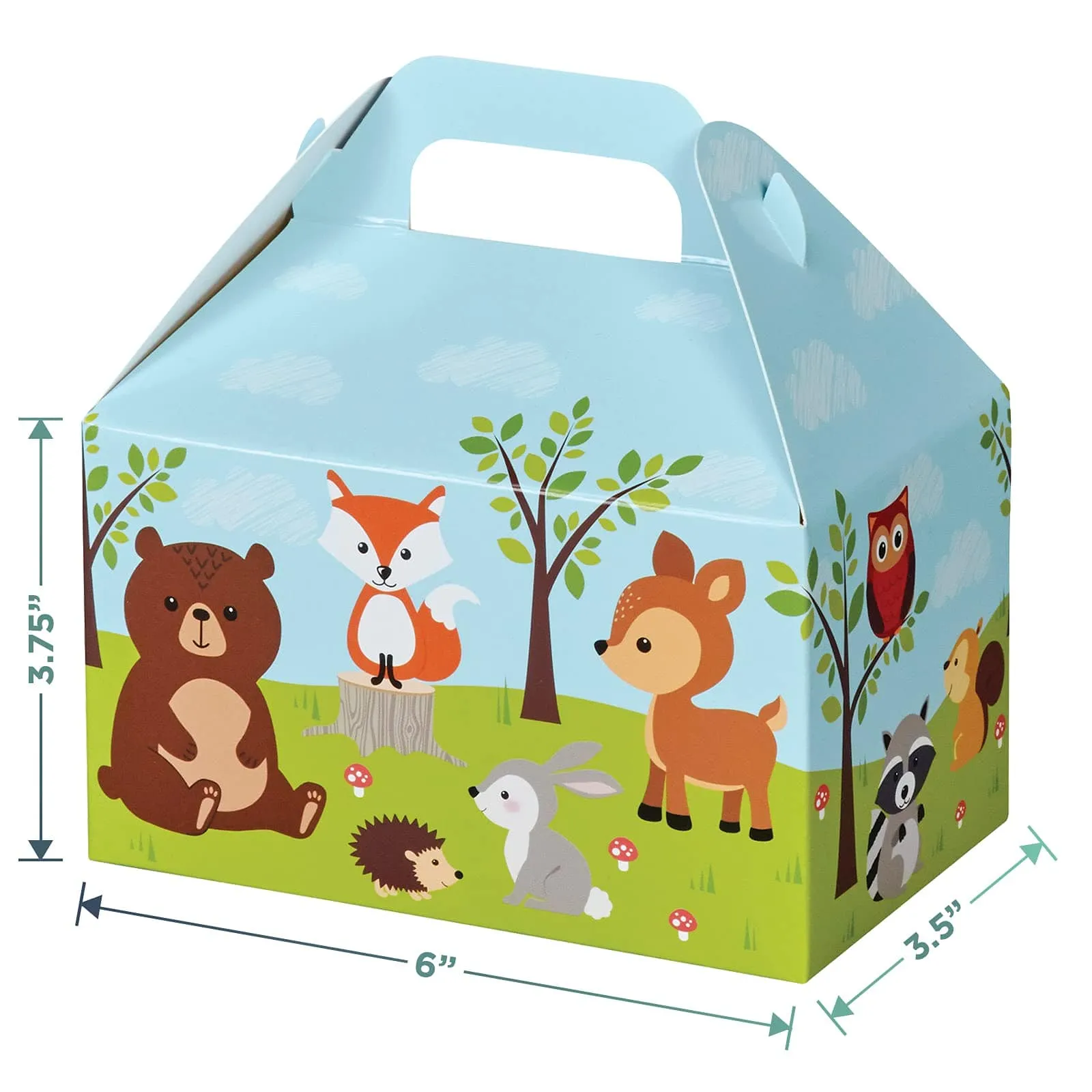 Woodland Animals Party Favor Gable Box, 6x3.75x3.5", 6 Pack