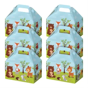 Woodland Animals Party Favor Gable Box, 6x3.75x3.5", 6 Pack